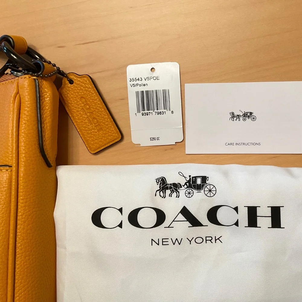 Coach Mustard Pebbled Leather Crossbody Bag